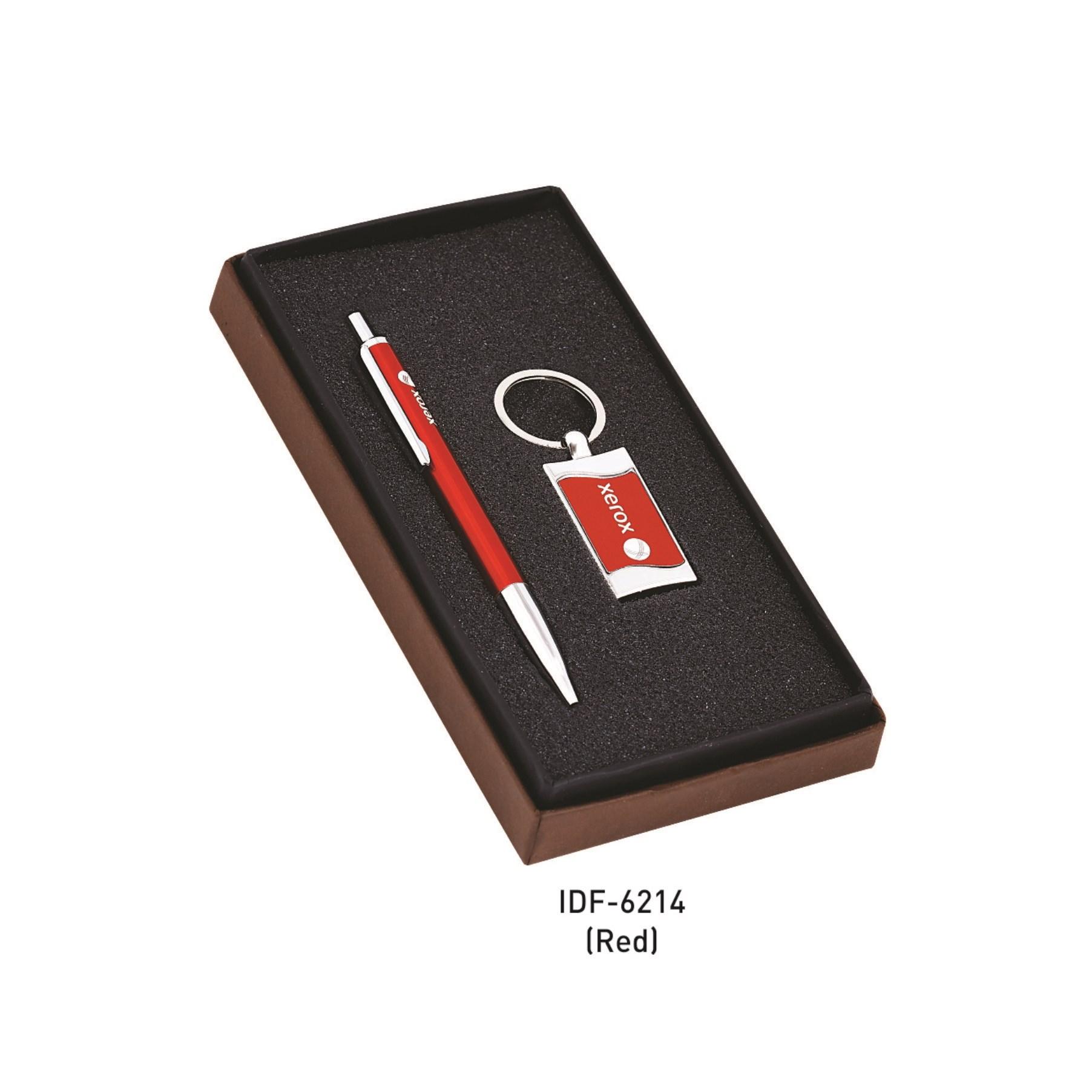 Gift Set Of Red With Silver Pen And Keychain