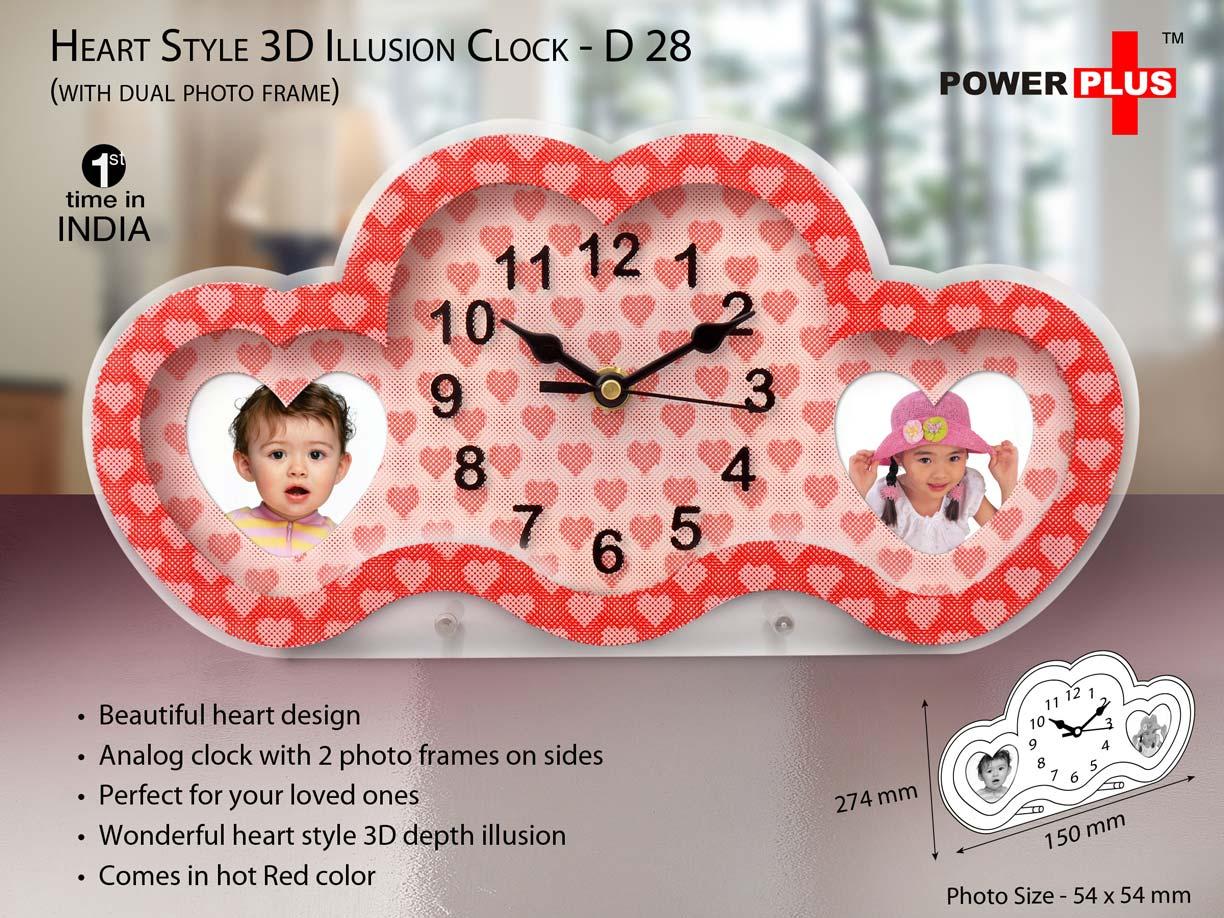 Heart Style 3D Illusion Clock