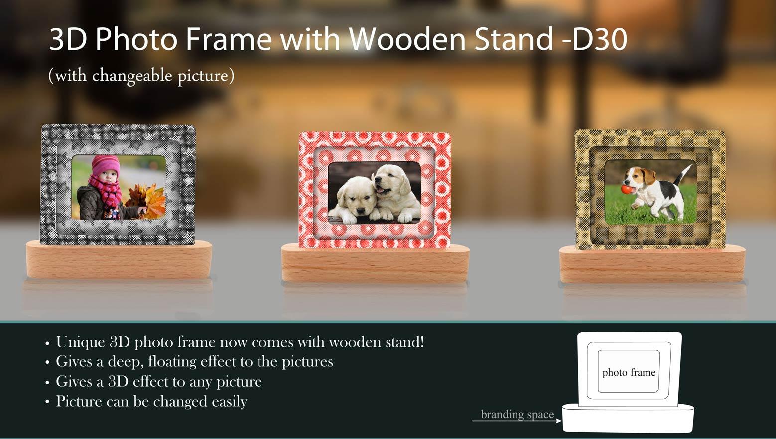 3D Photo Frame With Wooden Stand