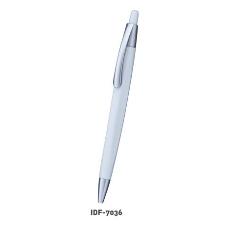 Plastic White Boat Shape Clickable Pen